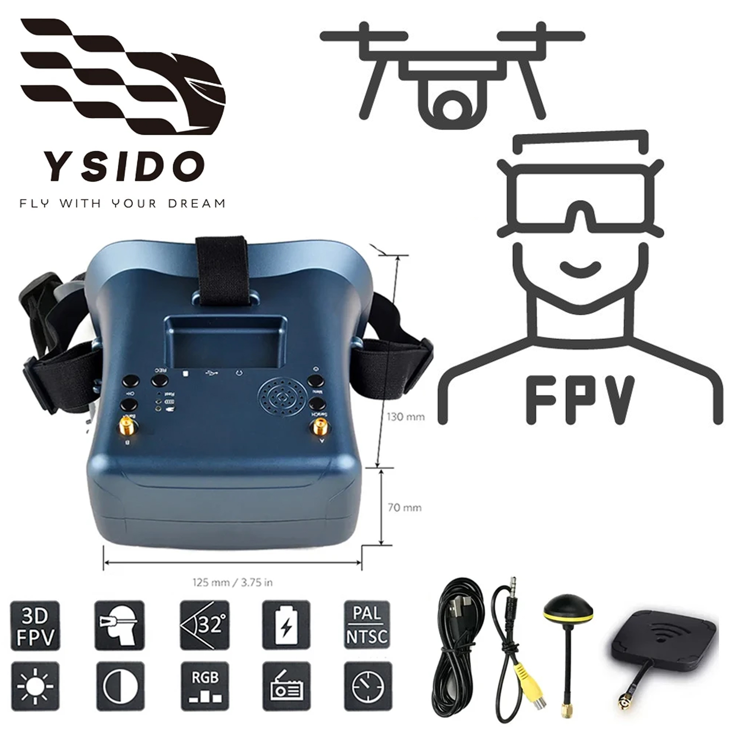 Skyzone Cobra X V2 Fpv Goggles - Очки FPV 008D 5,8G 40CH 4,3-дюймовая